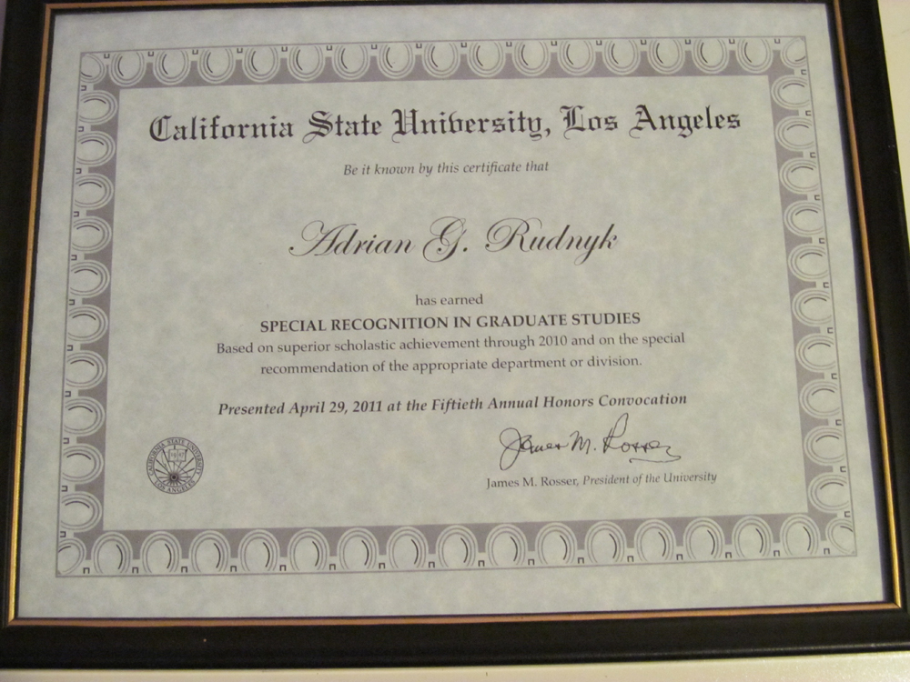 Special Recognition in Graduate Studies